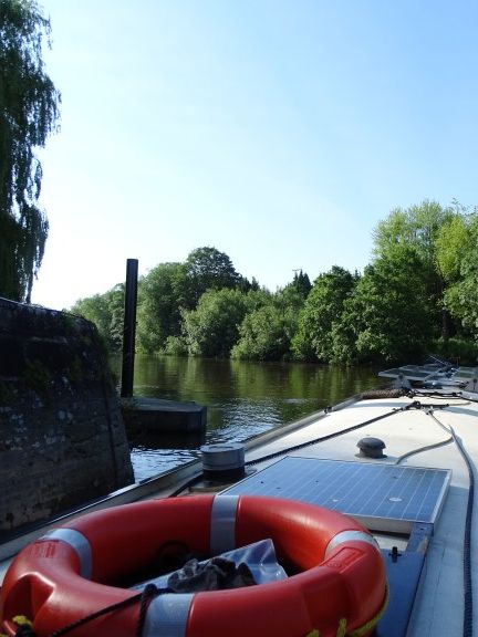 narrowboat with life ring